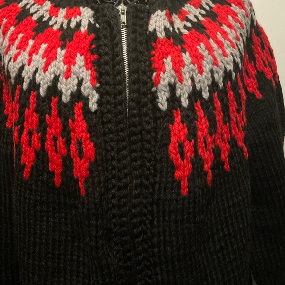 HANDKNITTED UNISEX ZIP UP SWEATER . SIZE LARGE knitter unknown new no tags - Picture 6 of 8